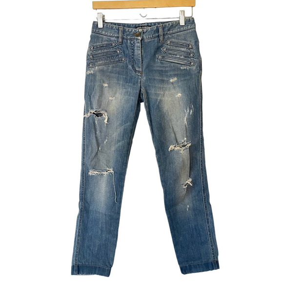 Dolce & Gabbana Distressed Medium Wash Straight Leg Jeans • Size 40 🔴